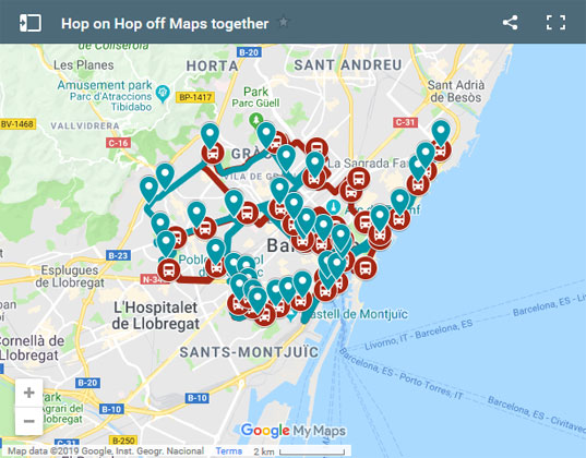 Amazing Barcelona Sightseeing Bus&nbsp;Map