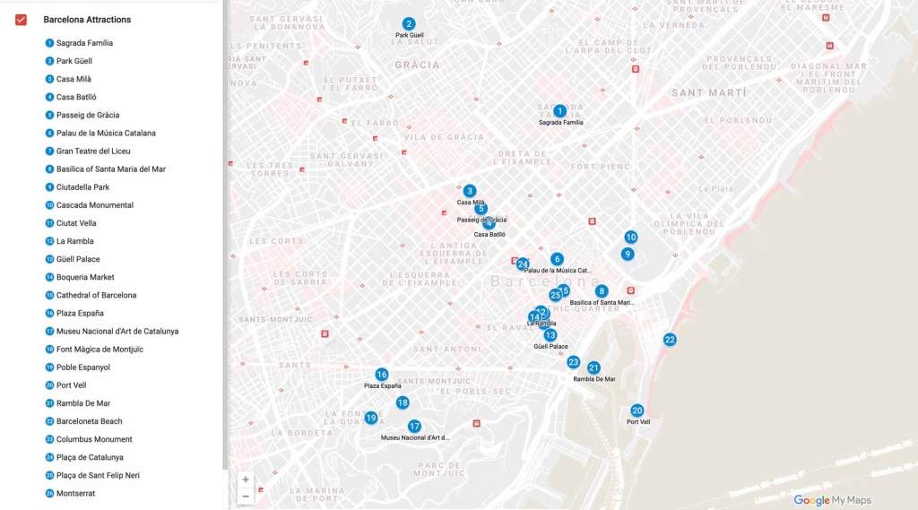 Best Barcelona Famous Attractions Map&nbsp;Package