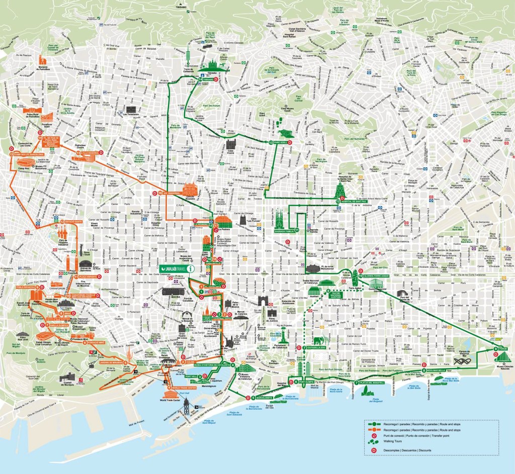 Barcelona City Bus Tour&nbsp;Map